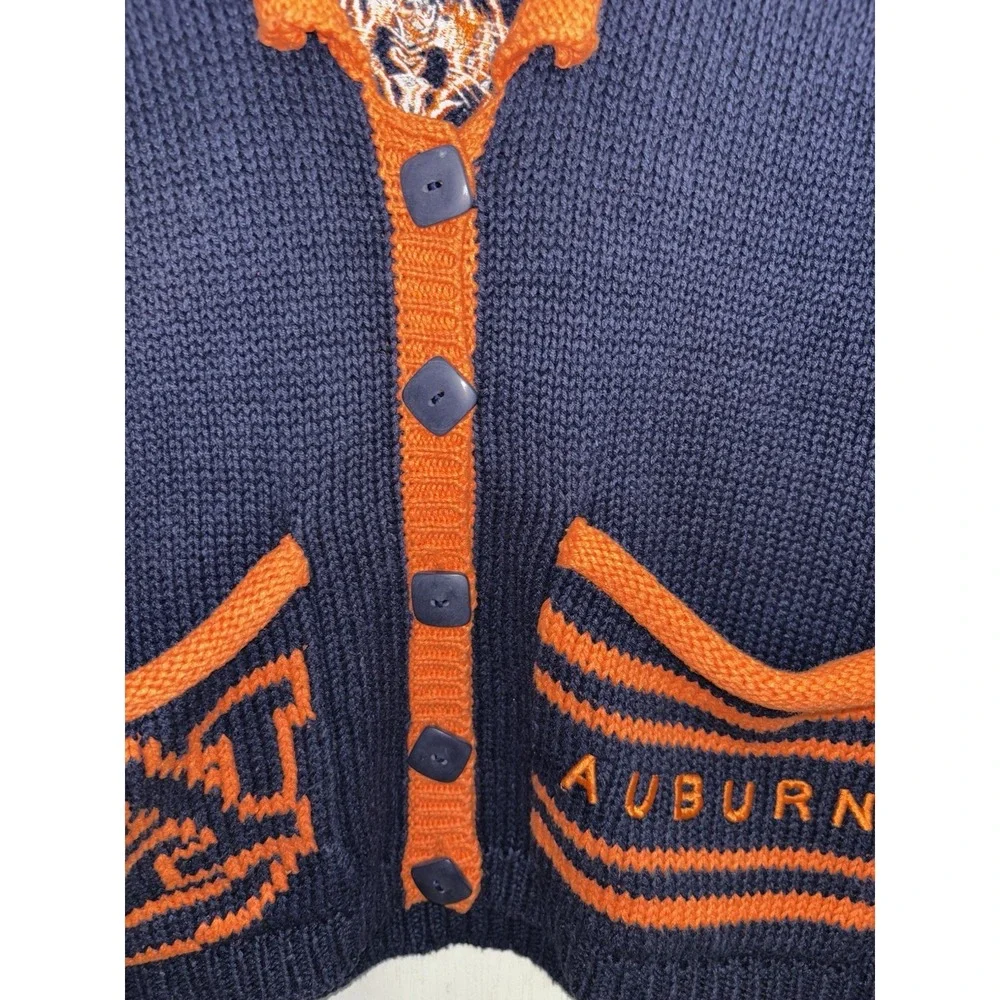 VTG Bellepointe Women's S Auburn Tigers Knit Sweater Vest Navy Blue Orange 90s‎